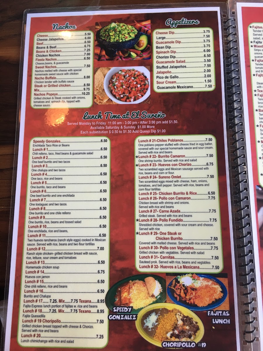 El Sureno Mexican Restaurant Menu - Image 3
